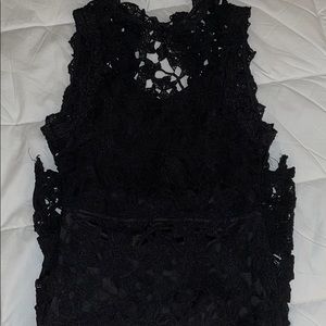 Black Lace Sleeveless Mini Dress